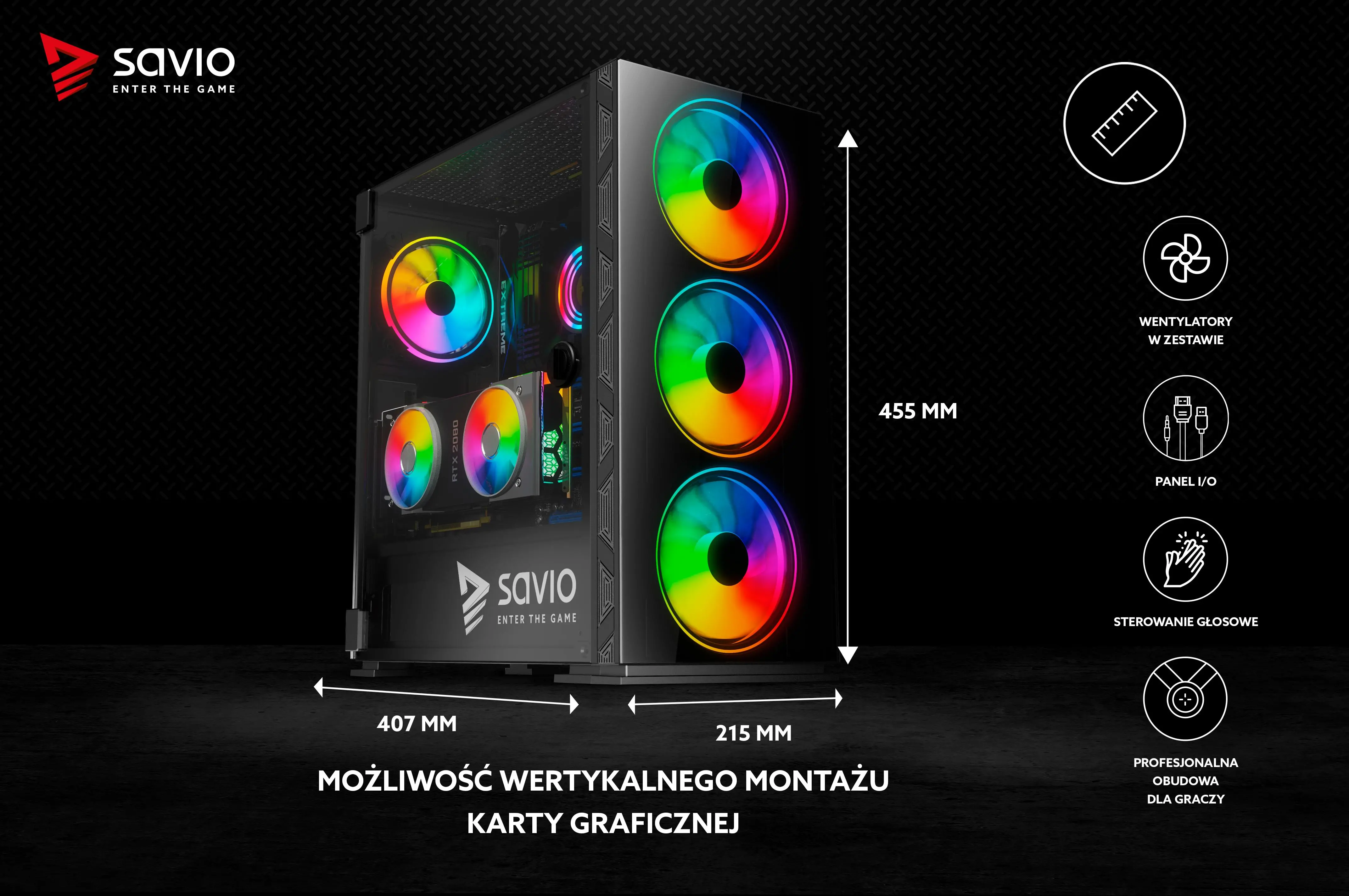 Obudowa Savio Prime X1 ARGB Czarny