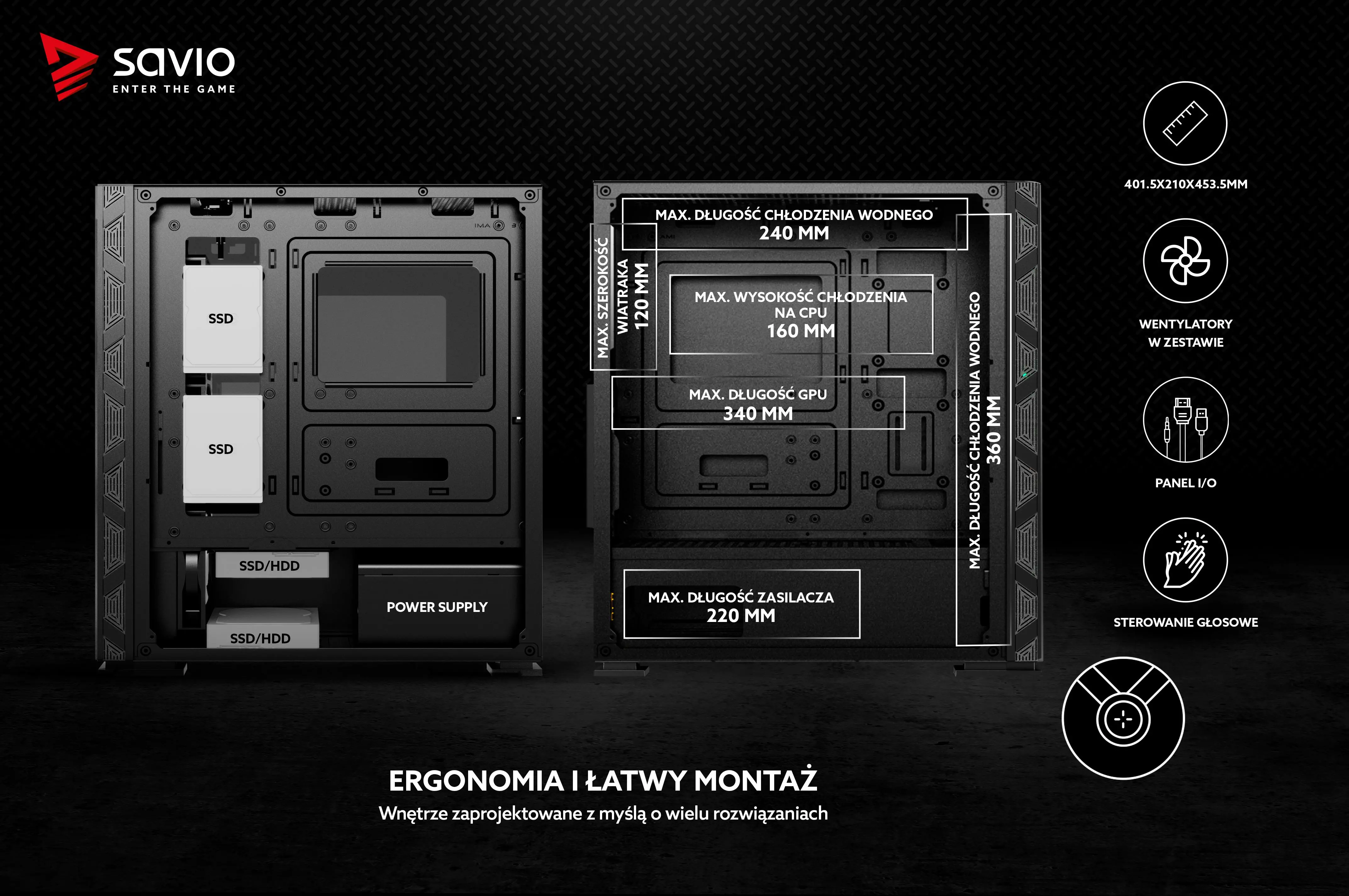 Obudowa Savio Prime X1 ARGB Czarny