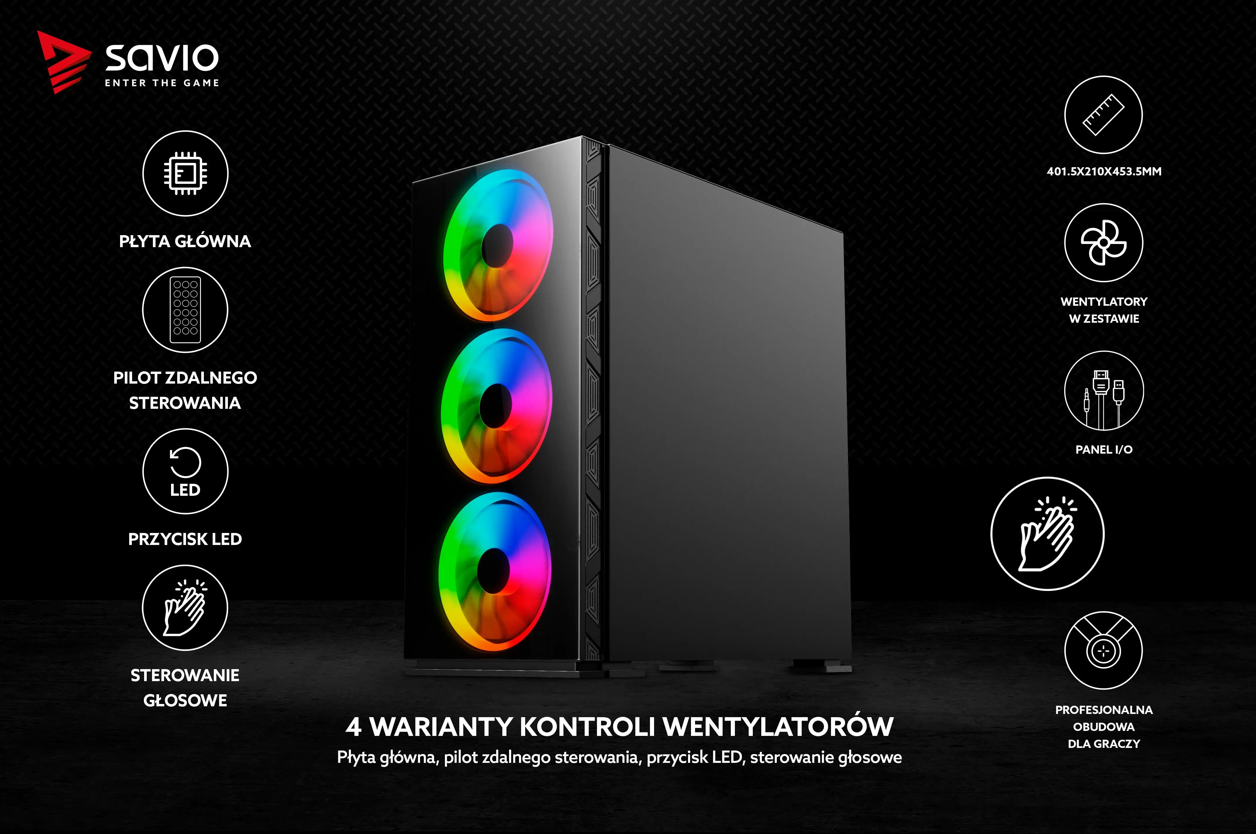 Obudowa Savio Prime X1 ARGB Czarny