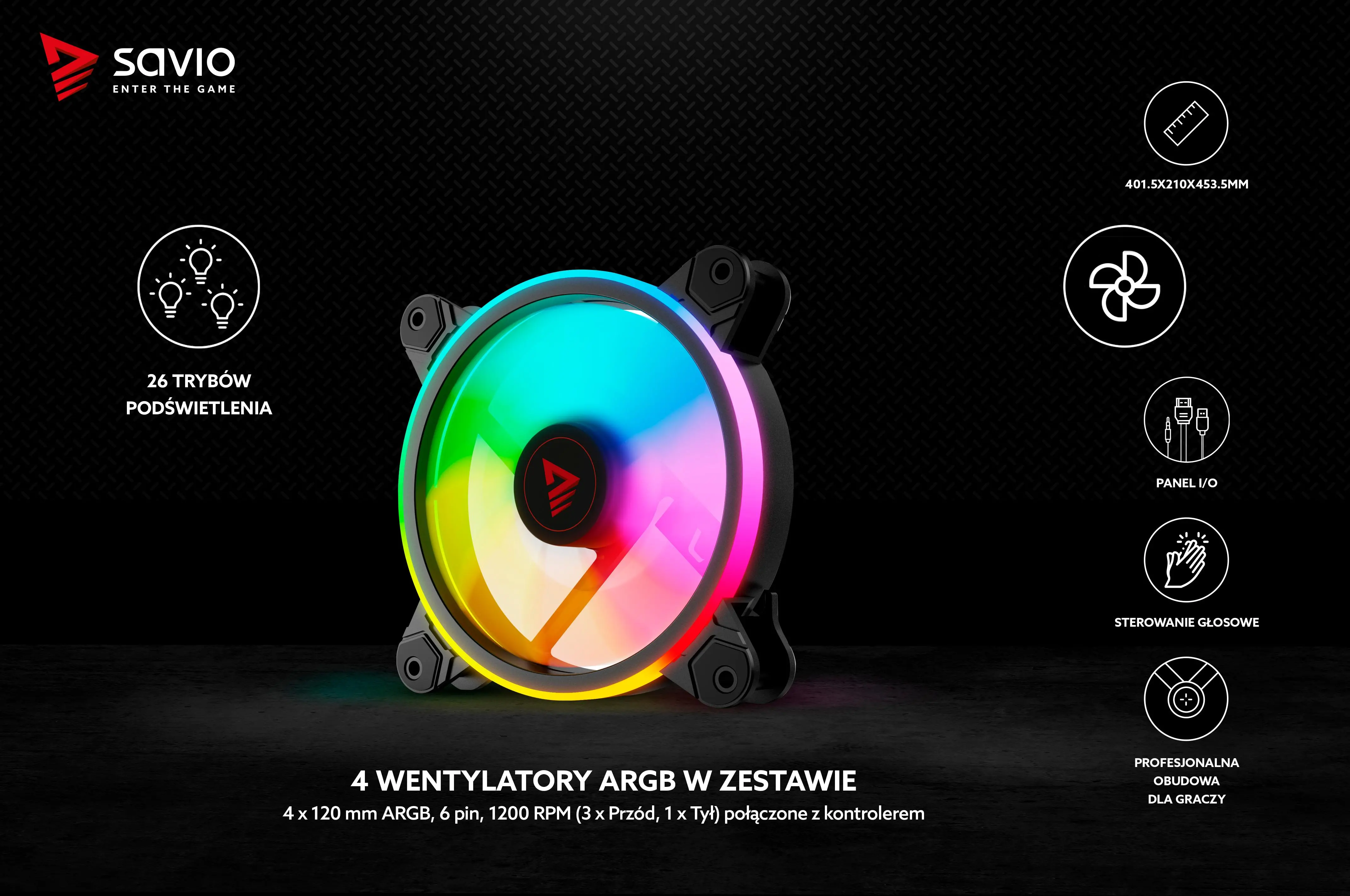 Obudowa Savio Prime X1 ARGB Czarny