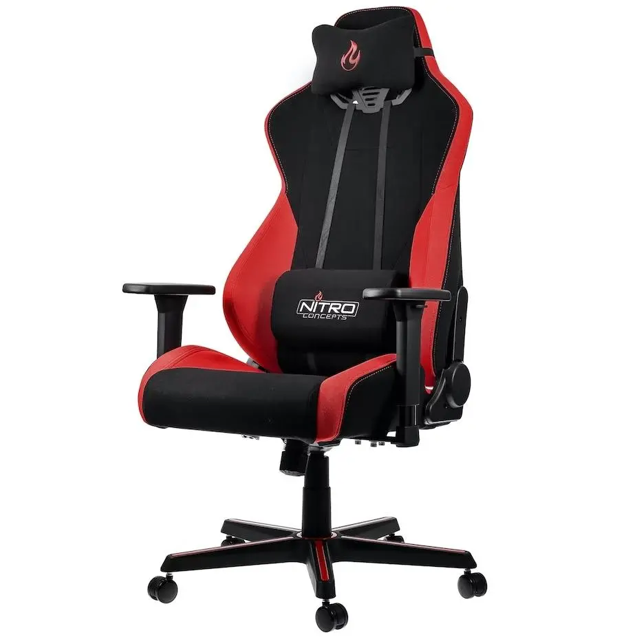 Fotel Nitro Concepts S300 Inferno Red Gamingowy do 135kg Tkanina Czarno-czerwony