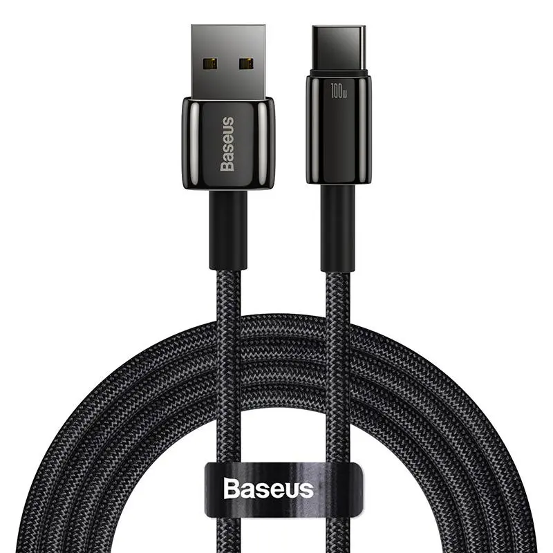 Kabel Baseus USB do USB-C Tungsten Gold 100W 1m Czarny