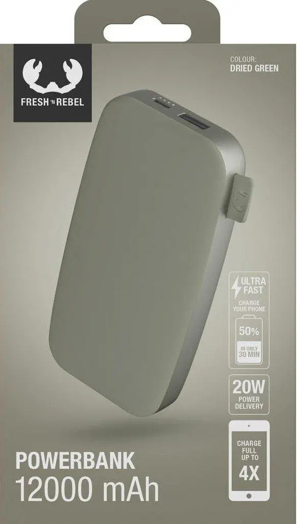 Powerbank Fresh 'n Rebel 2PB12100DG 12000mAh 20W Dried green