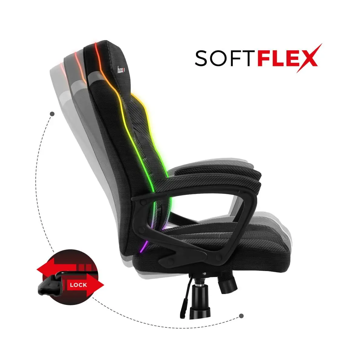 Fotel Huzaro Force 2.5 Mesh RGB Gamingowy do 130kg Tkanina Czarny
