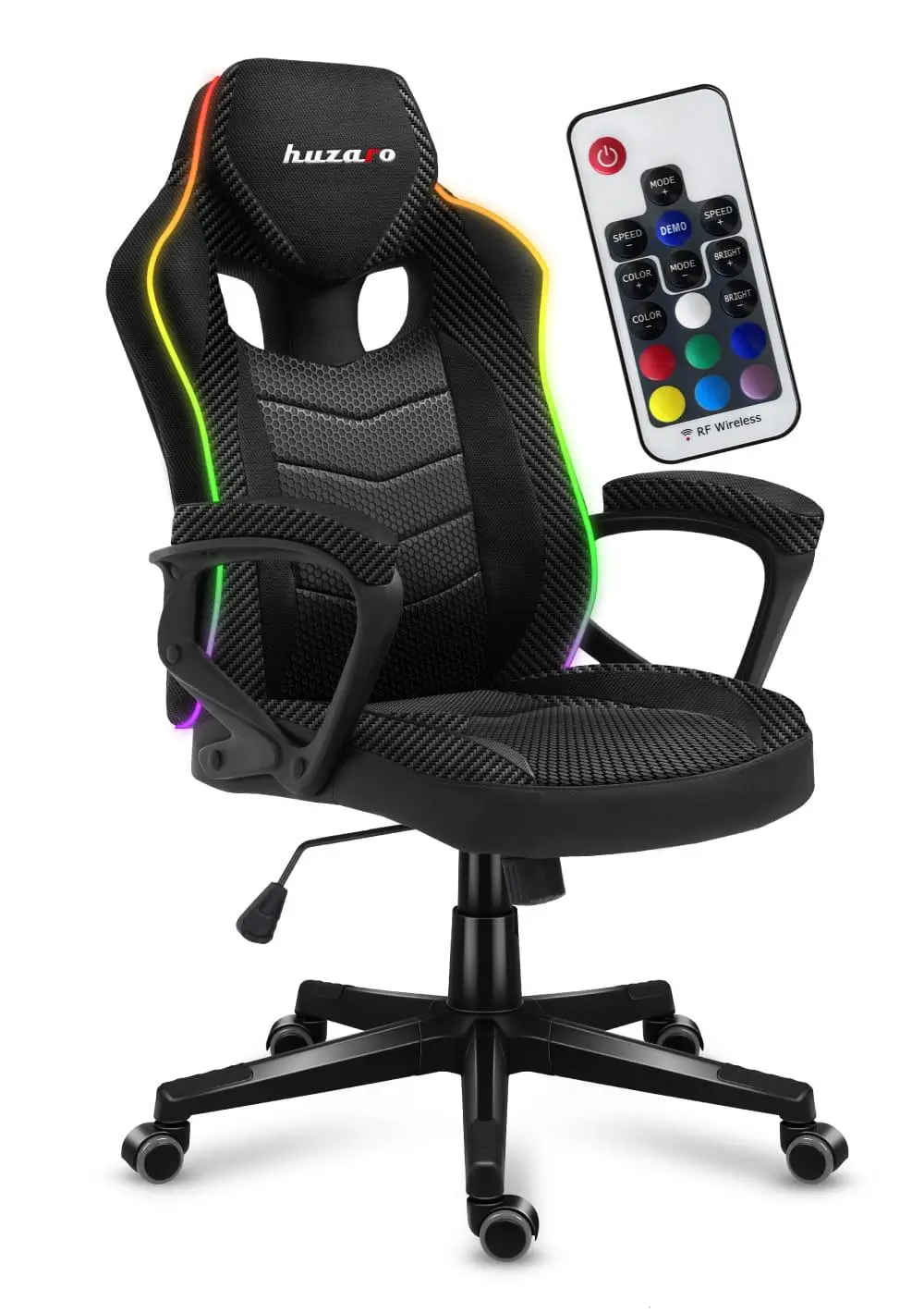 Fotel Huzaro Force 2.5 Mesh RGB Gamingowy do 130kg Tkanina Czarny