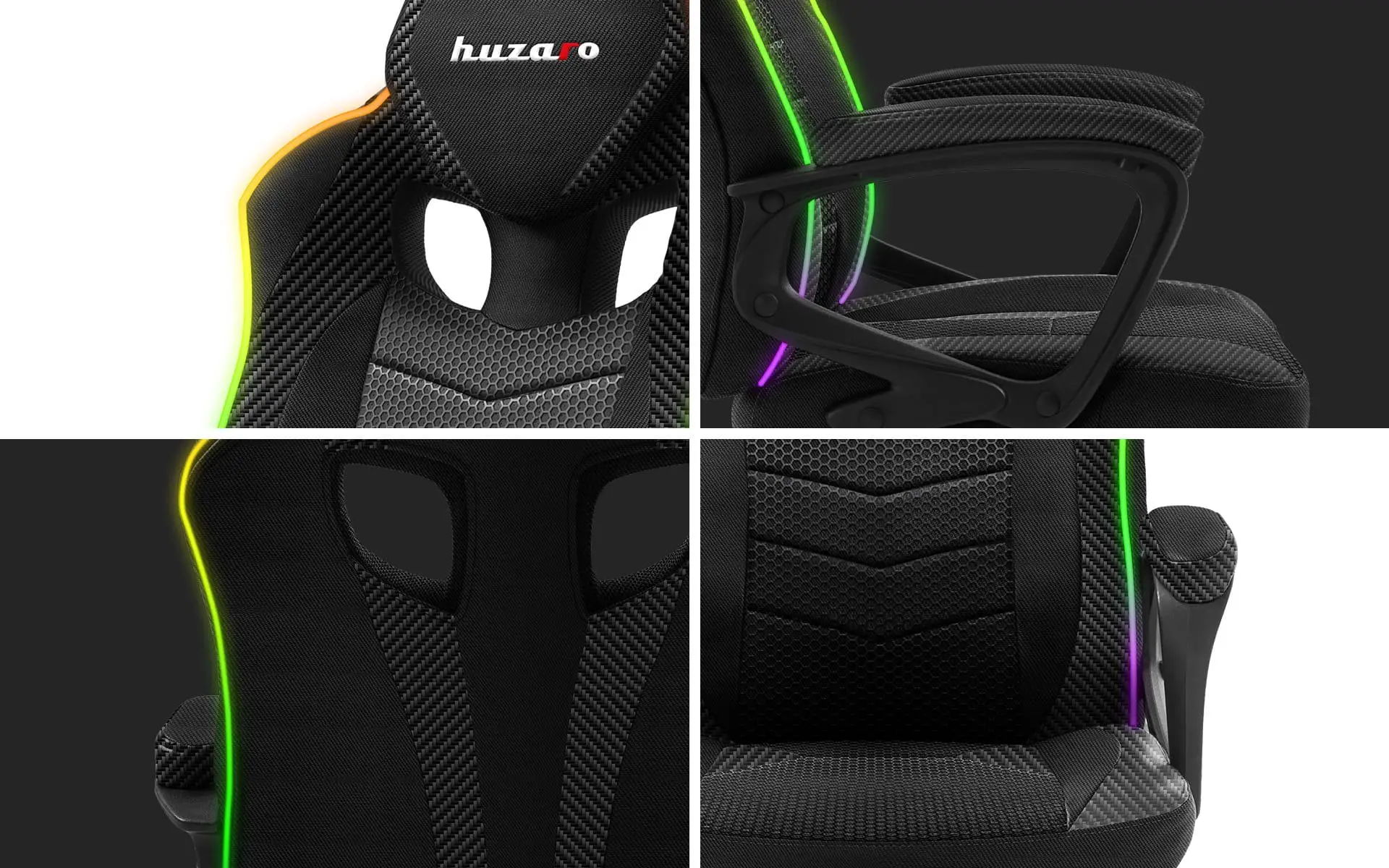 Fotel Huzaro Force 2.5 Mesh RGB Gamingowy do 130kg Tkanina Czarny