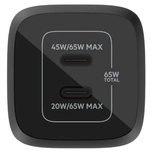 Ładowarka sieciowa Belkin GaN 2xUSB-C 65W Czarny