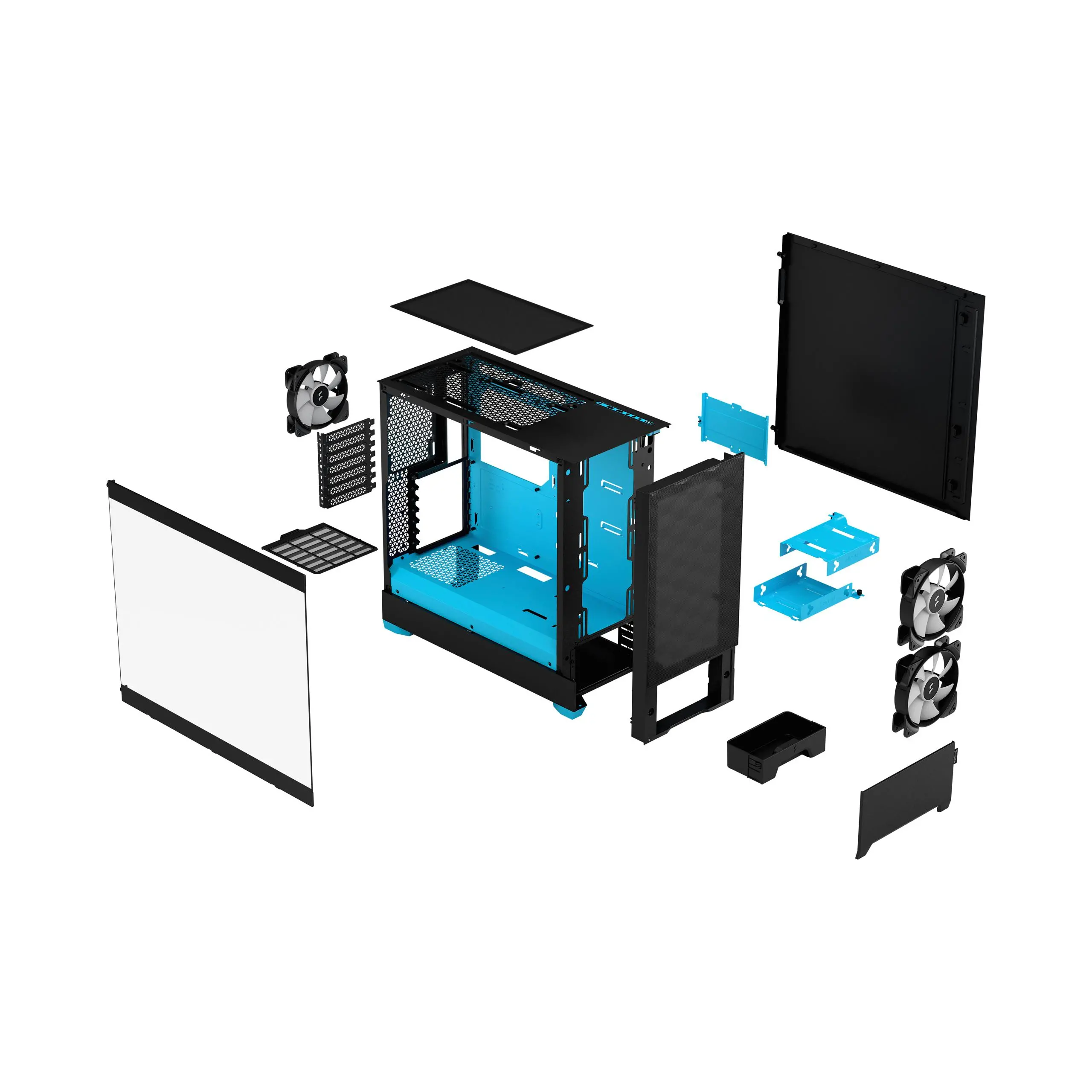 Obudowa Fractal Design Pop Air TG Clear Tint RGB Cyan Core Czarno-niebieski