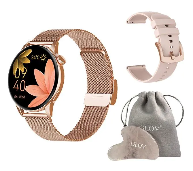 Smartwatch Maxcom FW58 Vanad Pro 46mm Złoty + Kamień Gua Sha