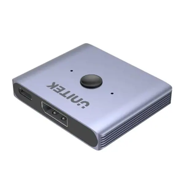 Adapter Unitek V1609A DisplayPort 1.4 8K 2-na-1 Srebrno-szary