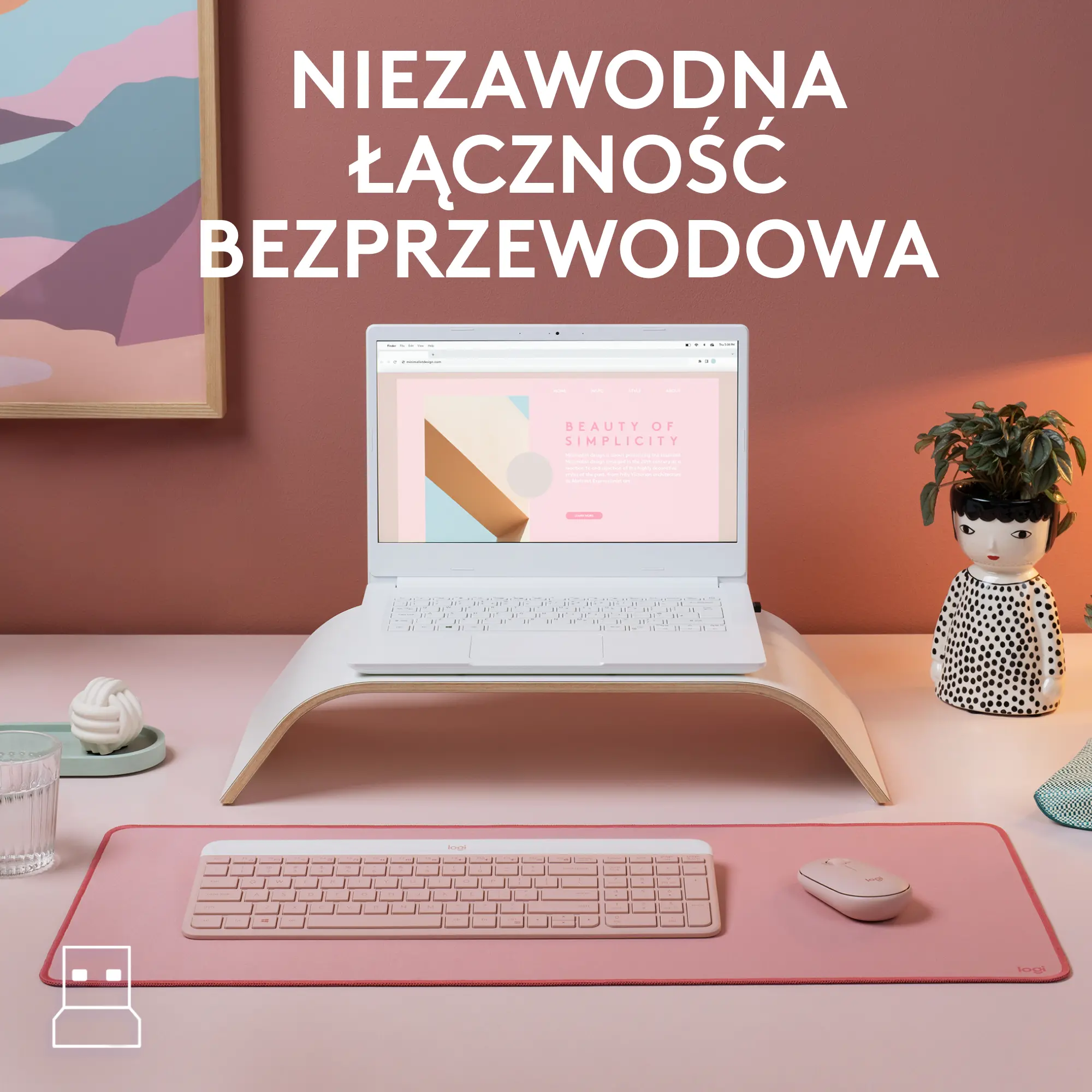 Zestaw Logitech MK470 Różowy