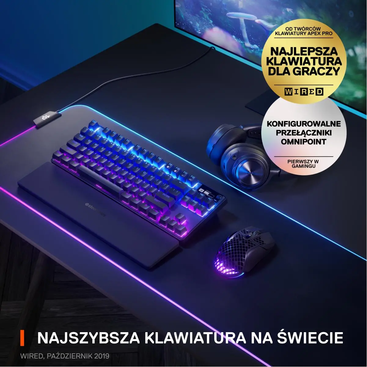 Klawiatura mechaniczna SteelSeries Apex Pro TKL Wireless 2023 OmniPoint 2.0 Czarny