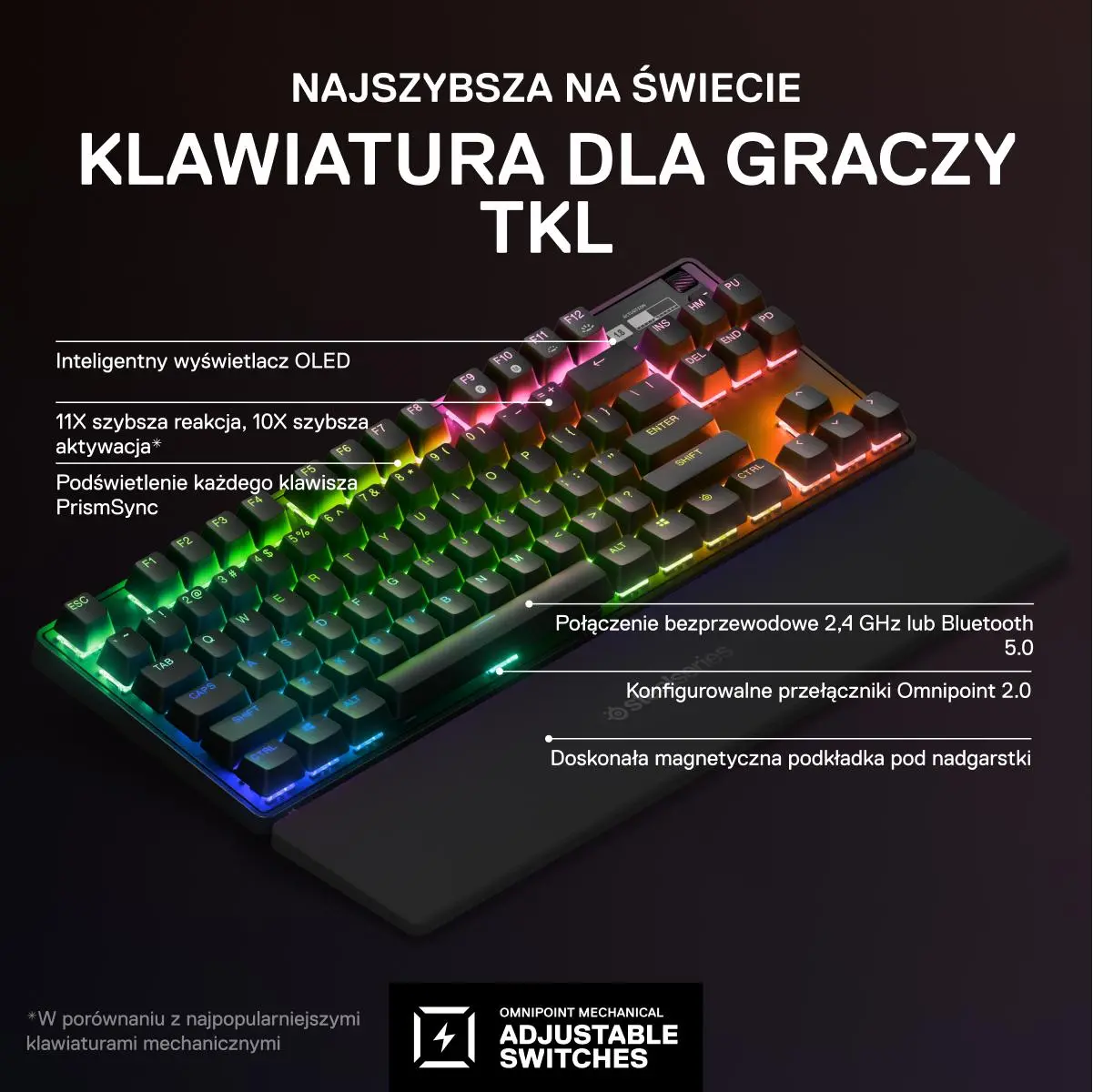 Klawiatura mechaniczna SteelSeries Apex Pro TKL Wireless 2023 OmniPoint 2.0 Czarny