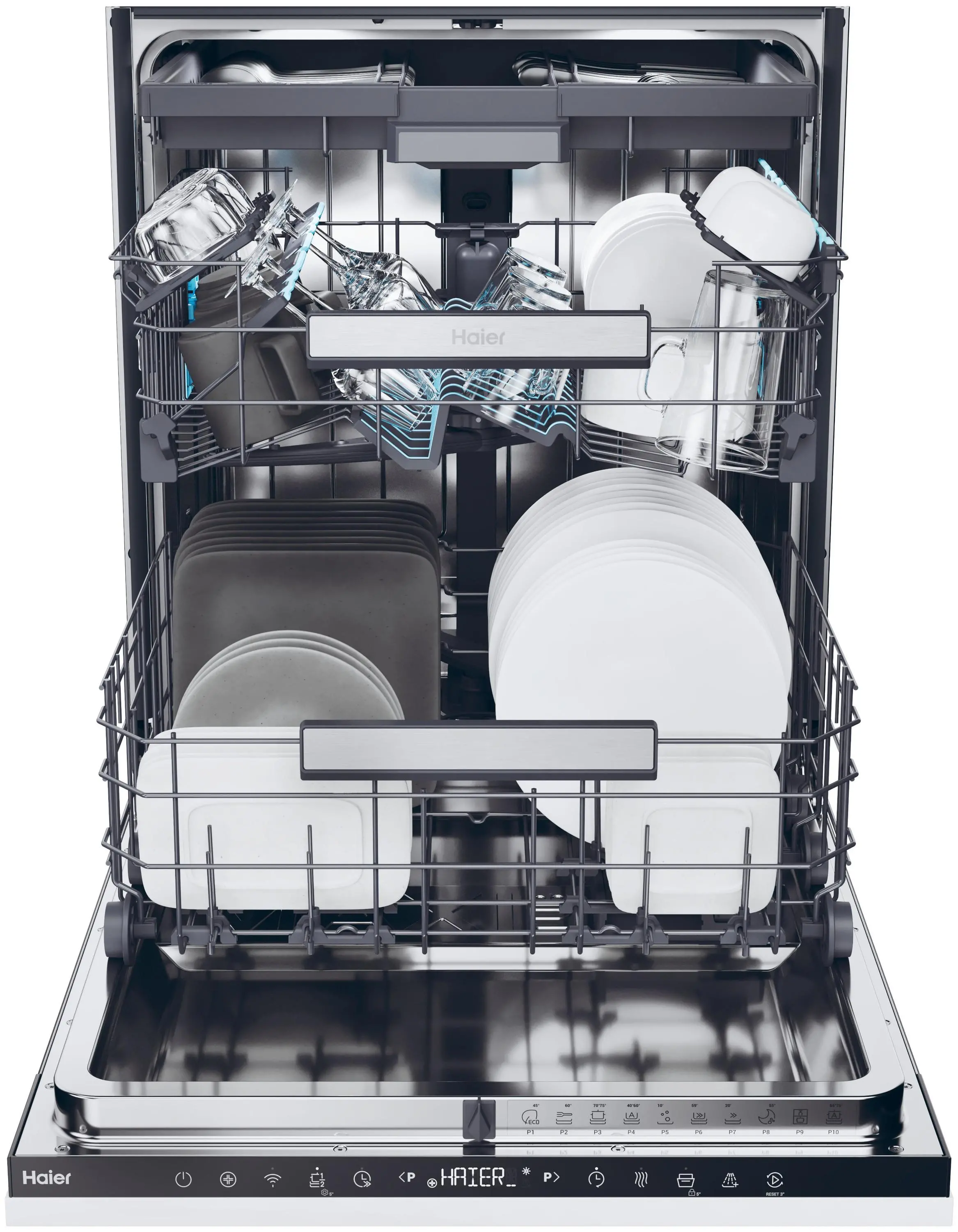 Zmywarka Haier Washlens Plus XI 6B0S3FSB 59,7cm Automatyczne otwieranie drzwi Szuflada na sztućce Zdalne sterowanie