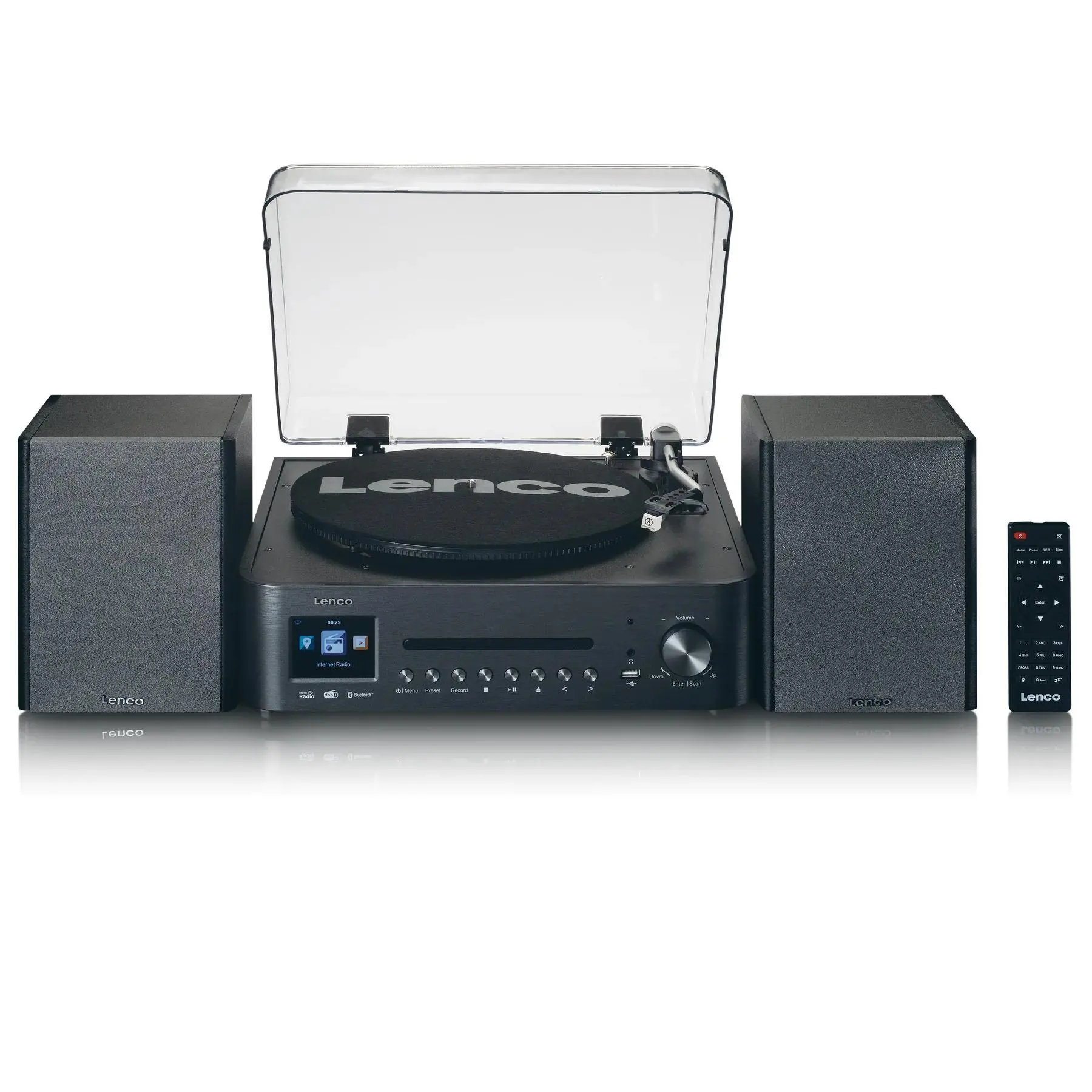 Gramofon Lenco MC-460 Manualny Napęd paskowy Wi-Fi Bluetooth Czarny