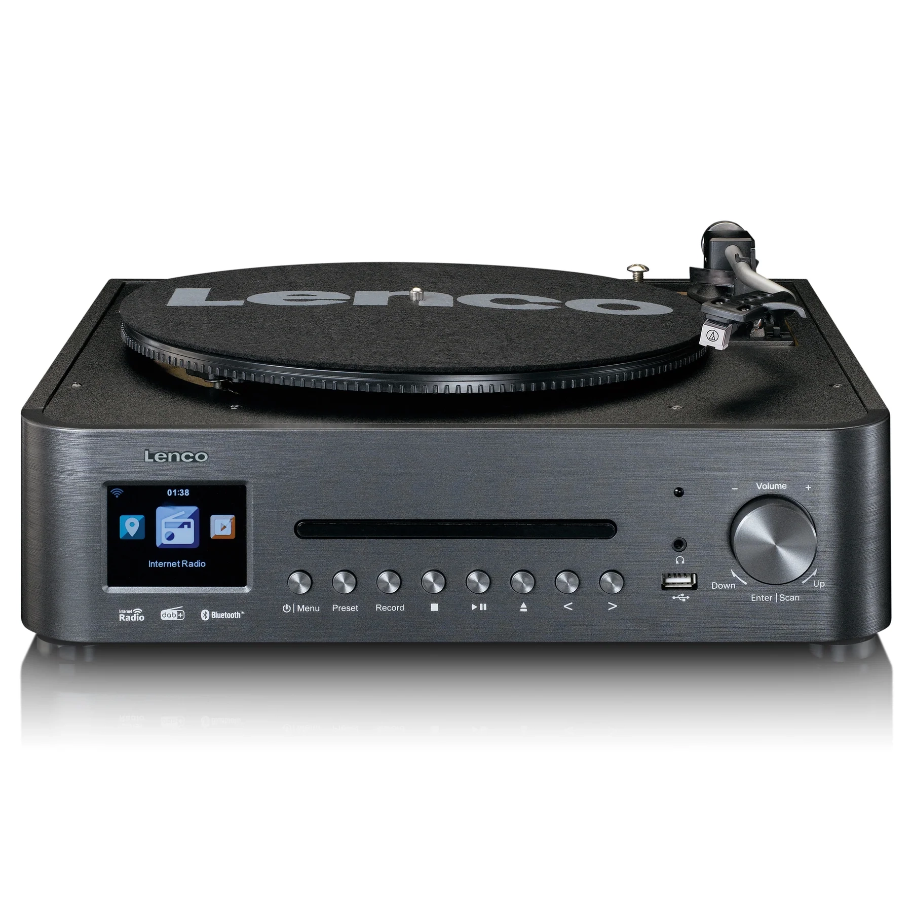 Gramofon Lenco MC-460 Manualny Napęd paskowy Wi-Fi Bluetooth Czarny