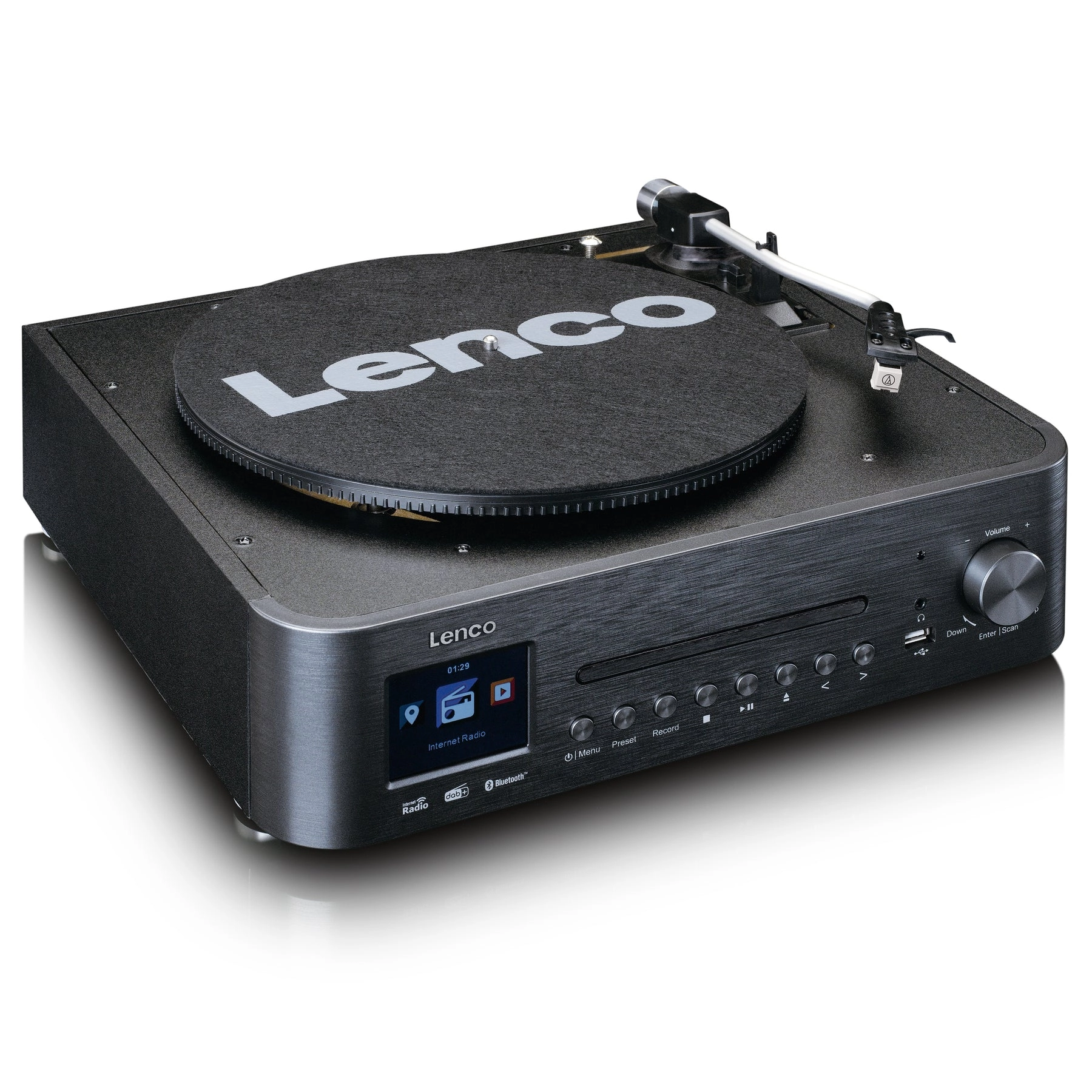 Gramofon Lenco MC-460 Manualny Napęd paskowy Wi-Fi Bluetooth Czarny
