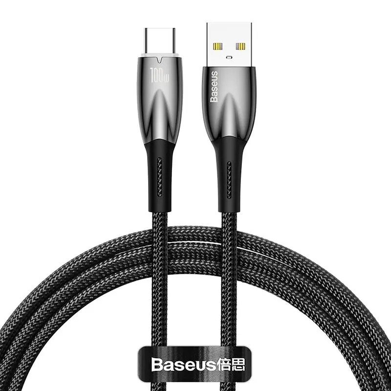 Kabel Baseus USB-C Glimmer 100W 1m Czarny