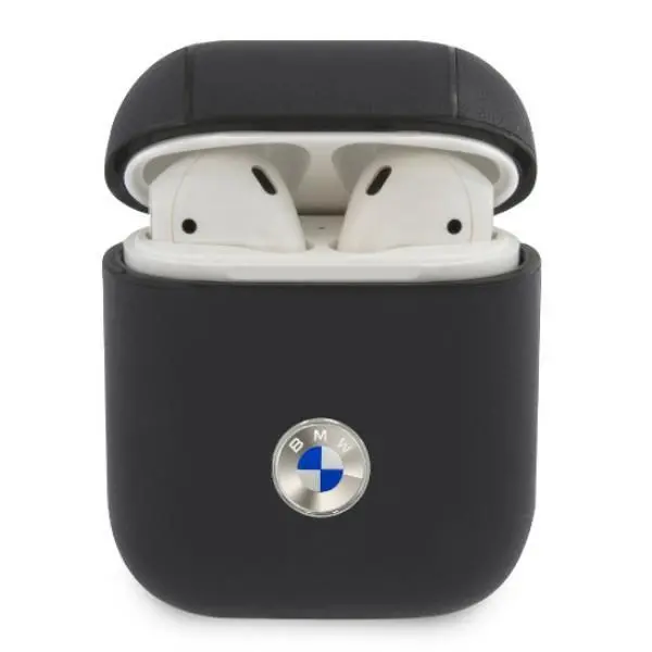 Etui na słuchawki BMW Geniune Leather Silver Logo BMA2SSLNA do AirPods 1/2 gen. Granatowy