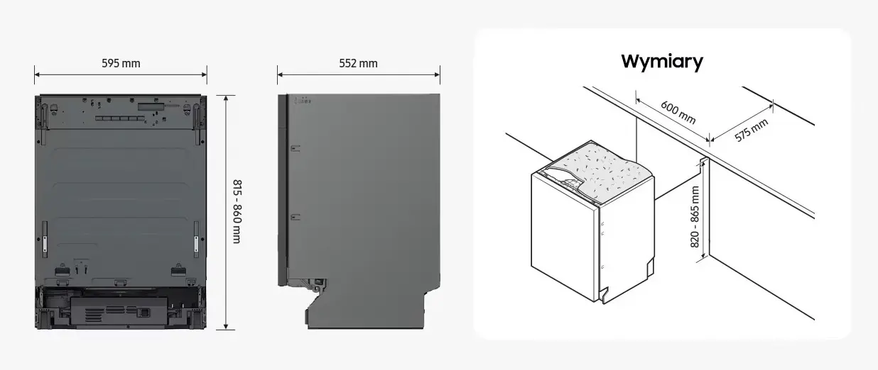 Zmywarka Samsung DW60BG850B00ET 60cm Automatyczne otwieranie drzwi Szuflada na sztućce Zdalne sterowanie