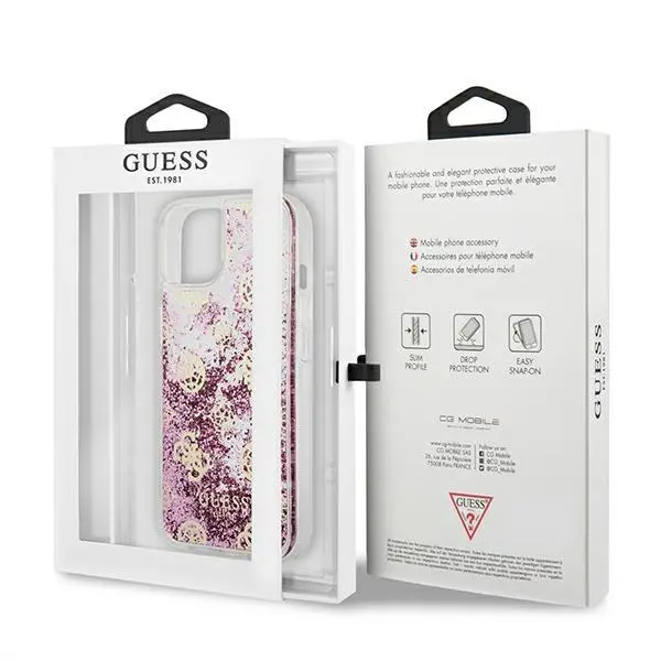 Etui Guess Peony Liquid Glitter GUHCP13SLGPEPI do iPhone 13 mini