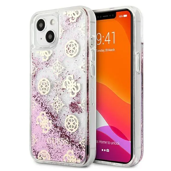 Etui Guess Peony Liquid Glitter GUHCP13SLGPEPI do iPhone 13 mini