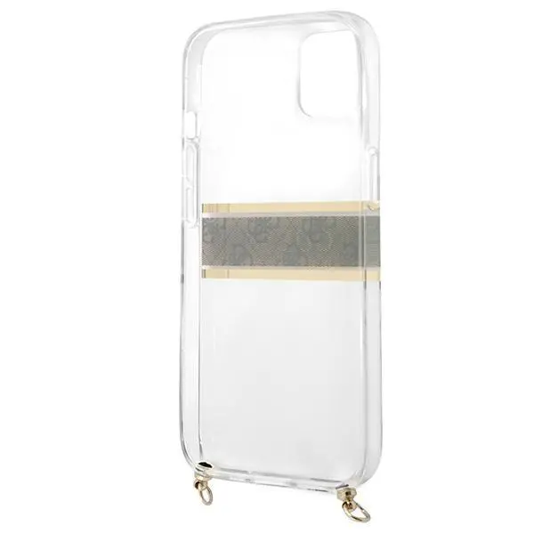 Etui Guess 4G Brown Strap Gold Chain GUHCP13SKC4GBGO do iPhone 13 mini