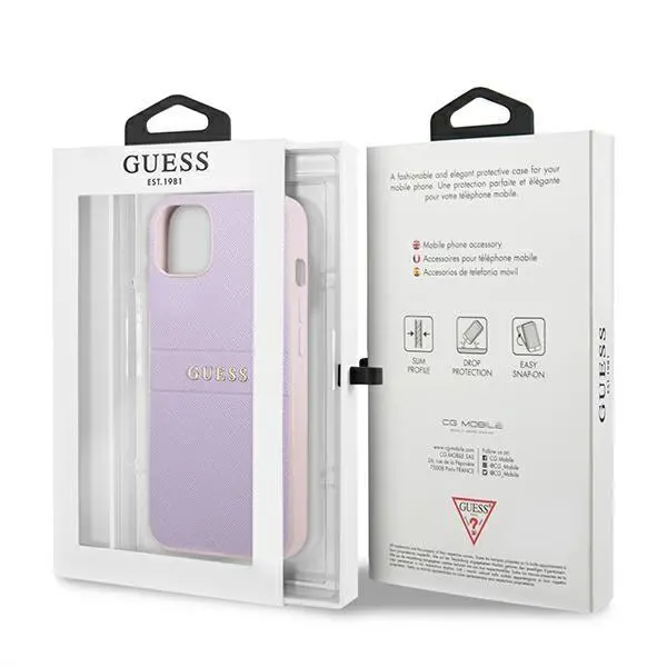 Etui Guess Saffiano Hot Stamp & Metal Logo GUHCP13SPSASBPU do iPhone 13 mini