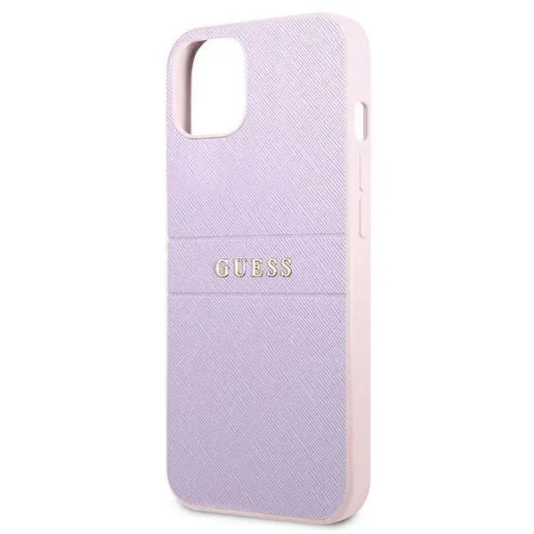 Etui Guess Saffiano Hot Stamp & Metal Logo GUHCP13SPSASBPU do iPhone 13 mini