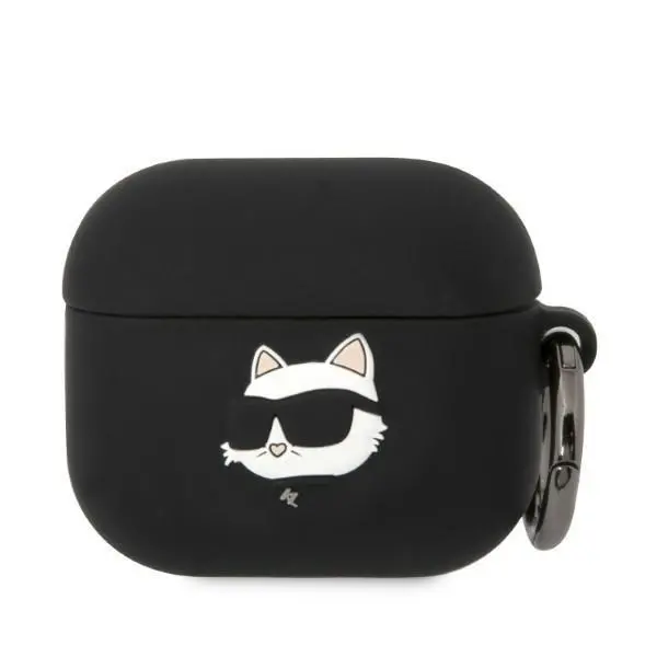 Etui na słuchawki Karl Lagerfeld Silicone Choupette Head 3D do AirPods 3 Czarny