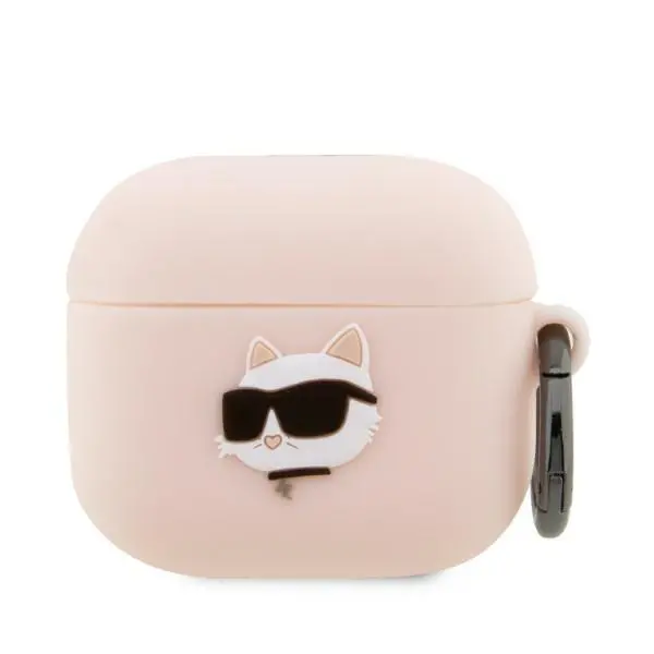 Etui na słuchawki Karl Lagerfeld Silicone Choupette Head 3D do AirPods 3 Różowy