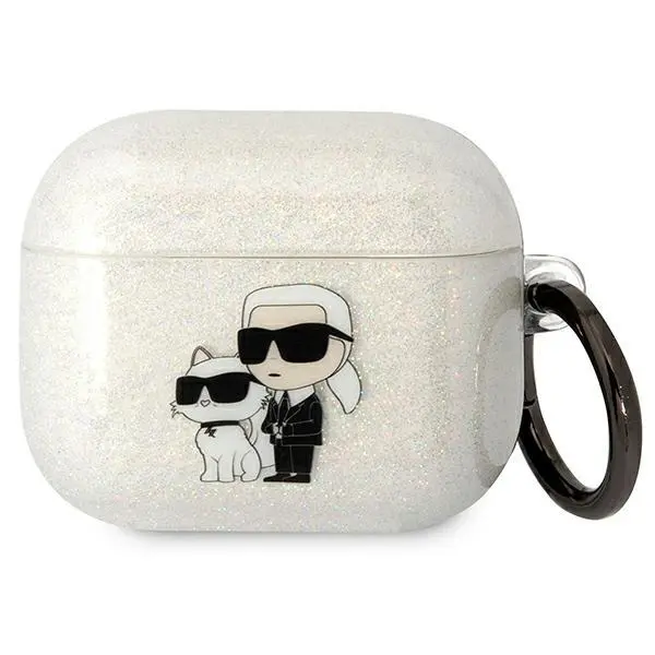 Etui na słuchawki Karl Lagerfeld Glitter Karl&Choupette do AirPods 3 Przezroczysty