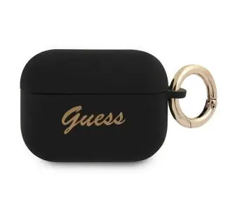 Etui na słuchawki Guess Silicone Vintage Script do AirPods Pro Czarny