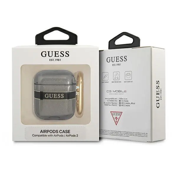 Etui na słuchawki Guess Strap Collection do AirPods Czarny