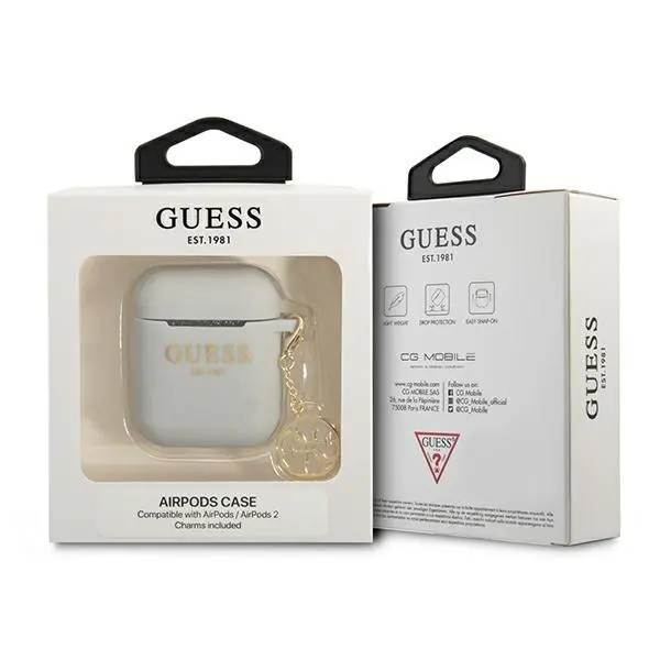 Etui na słuchawki Guess Silicone Charm 4G Collection do AirPods Szary