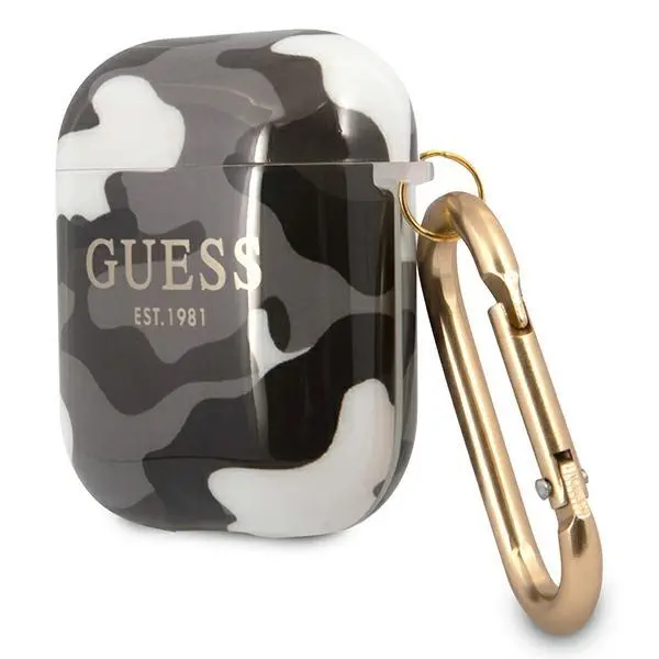 Etui na słuchawki Guess Camo Collection do AirPods Czarno-szary