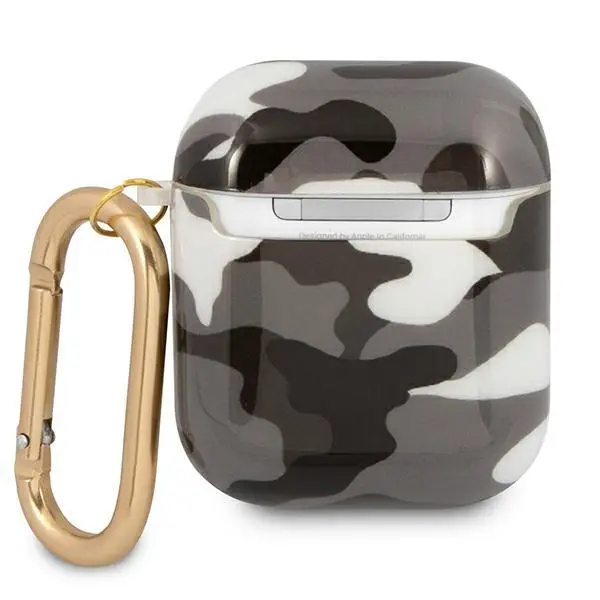 Etui na słuchawki Guess Camo Collection do AirPods Czarno-szary