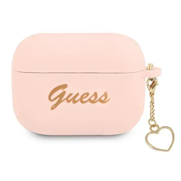 Etui na słuchawki Guess Silicone Charm Heart Collection do AirPods Pro Różowy