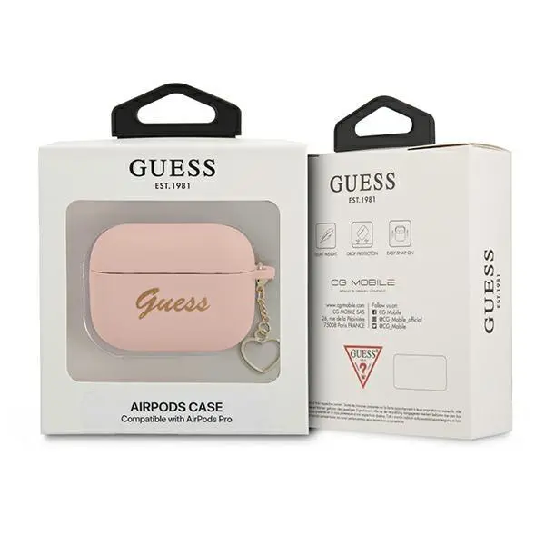 Etui na słuchawki Guess Silicone Charm Heart Collection do AirPods Pro Różowy