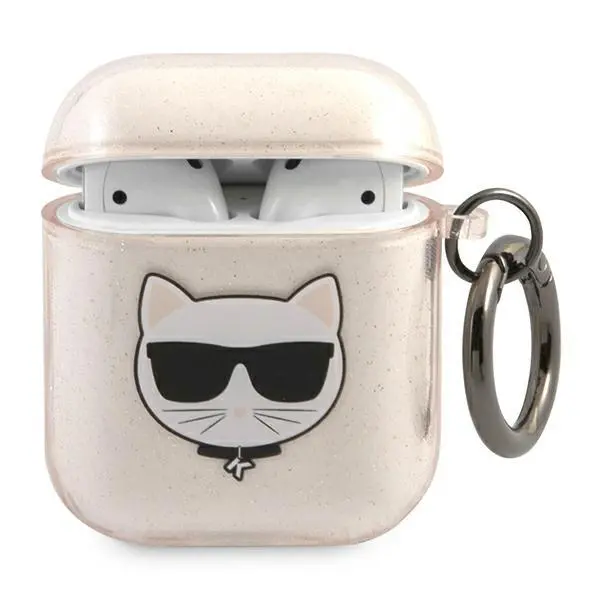 Etui na słuchawki Karl Lagerfeld Glitter Choupette KLA2UCHGD do AirPods Beżowy