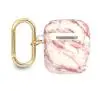 Etui na słuchawki Guess Marble Strap Collection do AirPods Różowo-biały