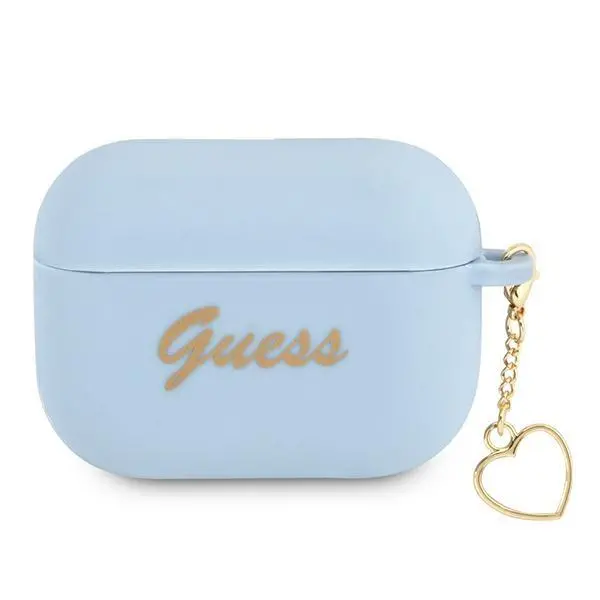 Etui na słuchawki Guess Silicone Charm Heart Collection do AirPods Pro Niebieski