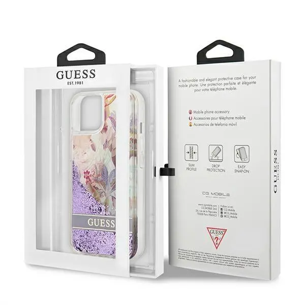 Etui Guess Flower Liquid Glitter GUHCP13SLFLSU do iPhone 13 mini