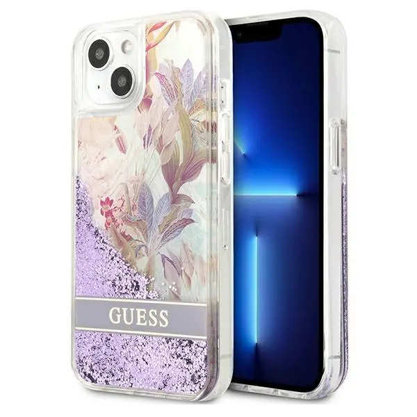 Etui Guess Flower Liquid Glitter GUHCP13SLFLSU do iPhone 13 mini