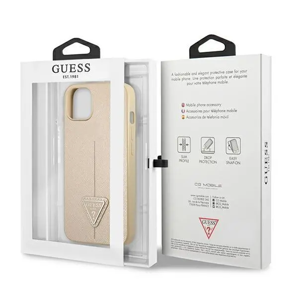Etui Guess Saffiano Triangle Logo GUHCP13SPSATLE do iPhone 13 mini