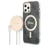 Zestaw Guess GUBPP12MH4EACSK ładowarka indukcyjna + etui 4G Print MagSafe do iPhone 12 Pro