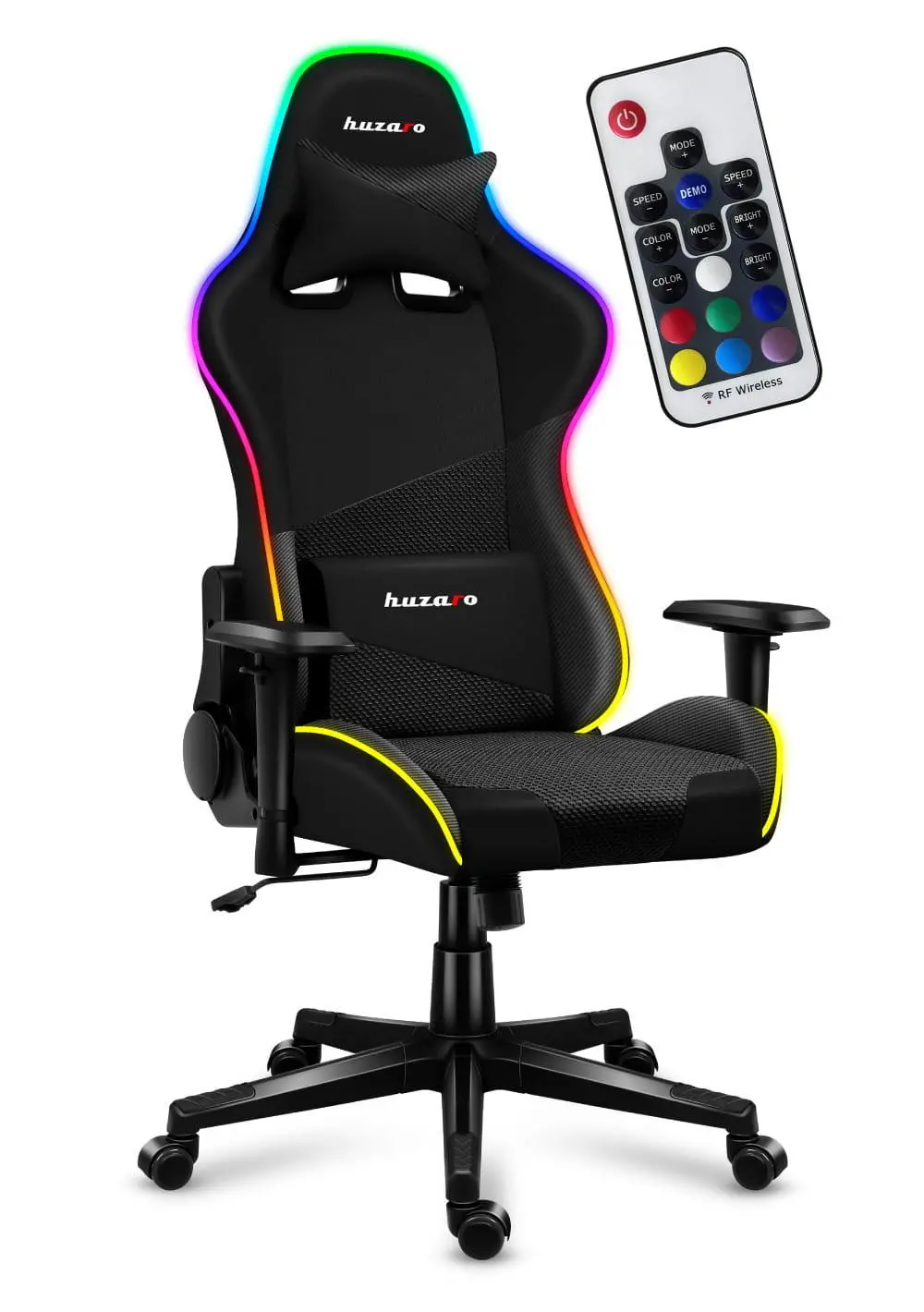 Fotel Huzaro Force 6.2 RGB LED Gamingowy do 130kg Tkanina Czarny