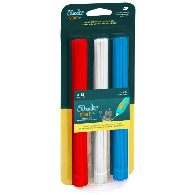Filament 3Doodler 3DS-ECO-MIX1-75 Start Eko 2,5mm 75szt. 3 kolory Cherry Red / Simply White / Ocean Blue