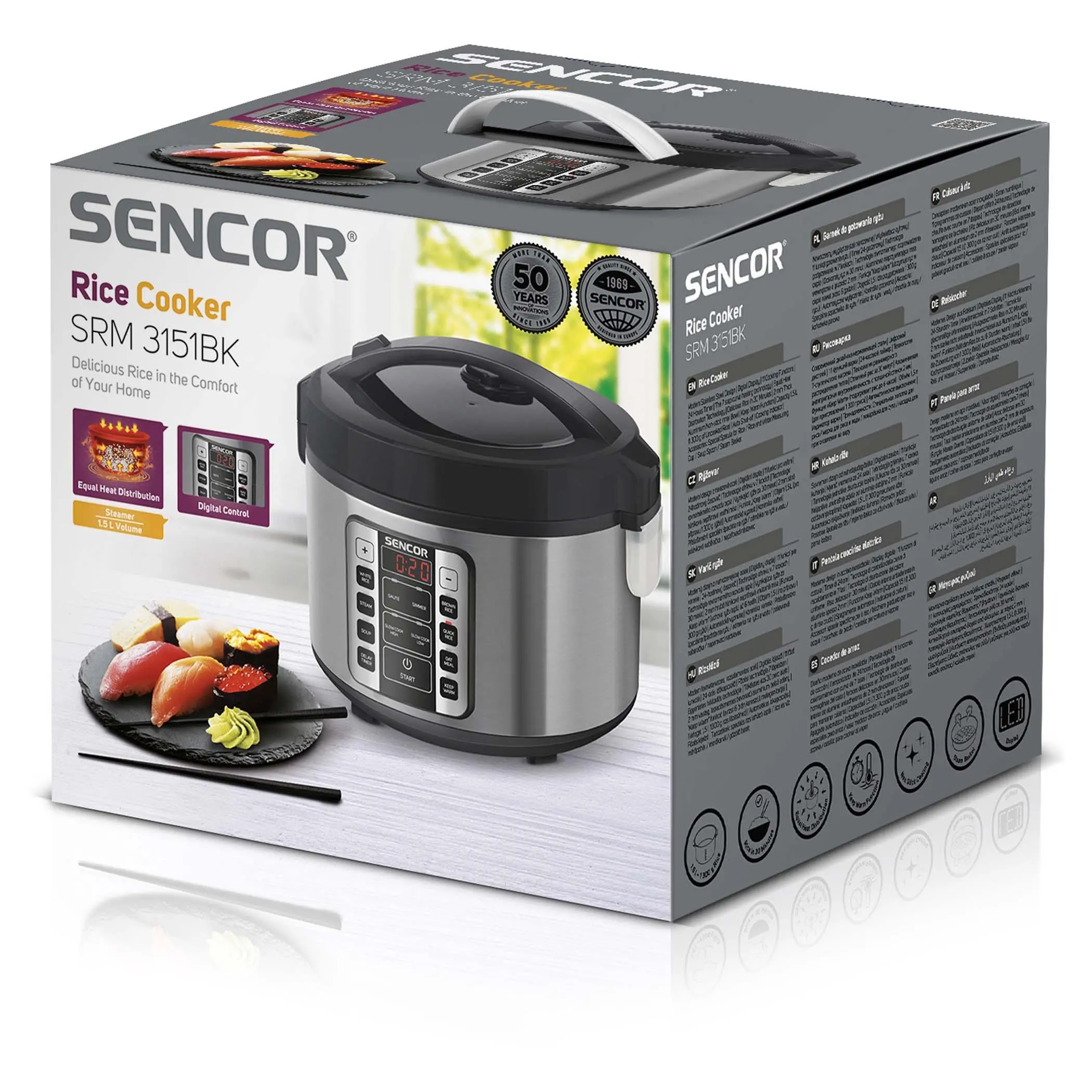 Ryżowar Sencor SRM 3151BK Regulacja temperatury 700W 1,5l
