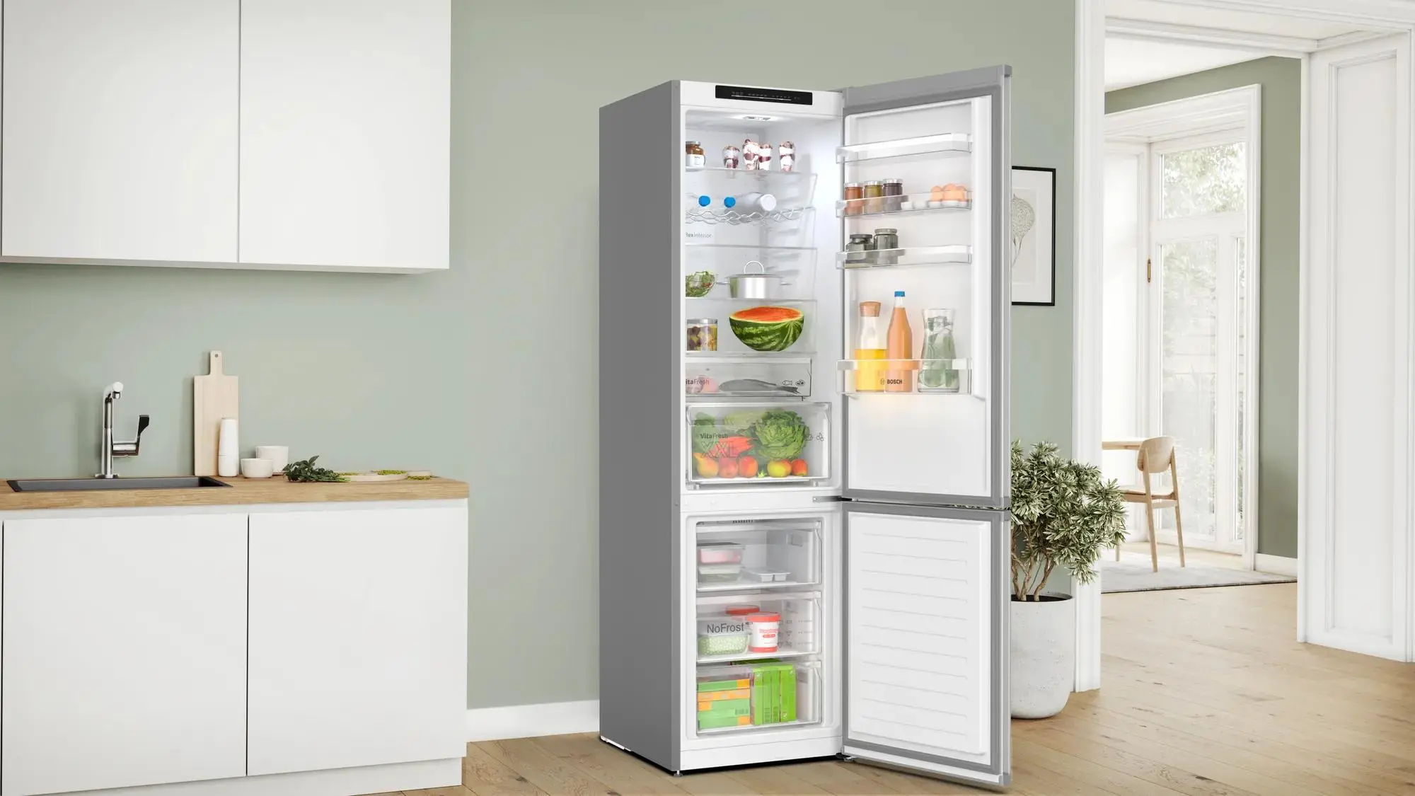 Lodówka Bosch Serie 4 KGN392LAF Pełny No Frost 203cm Szuflada z kontrolą wilgotności Stalowy